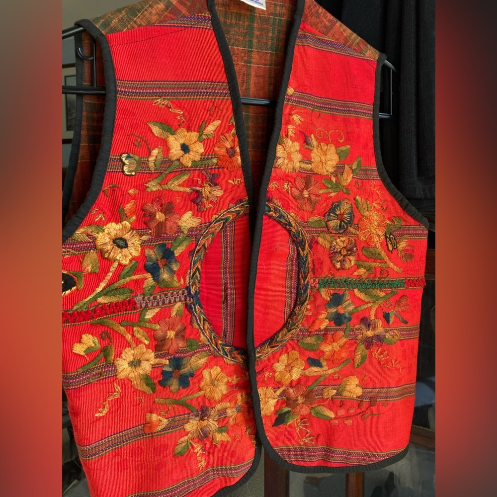 Boho style in a colorful vest from Guatemala.